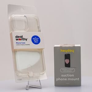 iPhone 15 Pro Max Clear Case & Pink Suction Mount Bundle